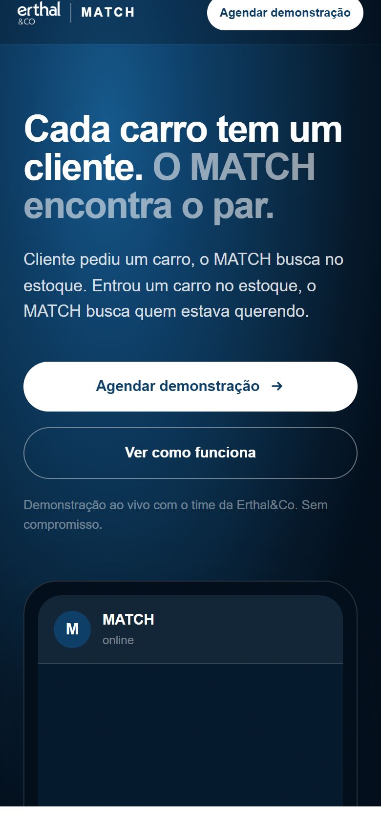 O MATCH no celular