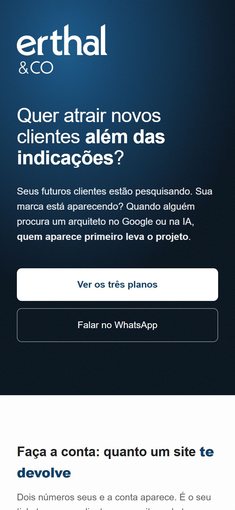 Planos de site no celular